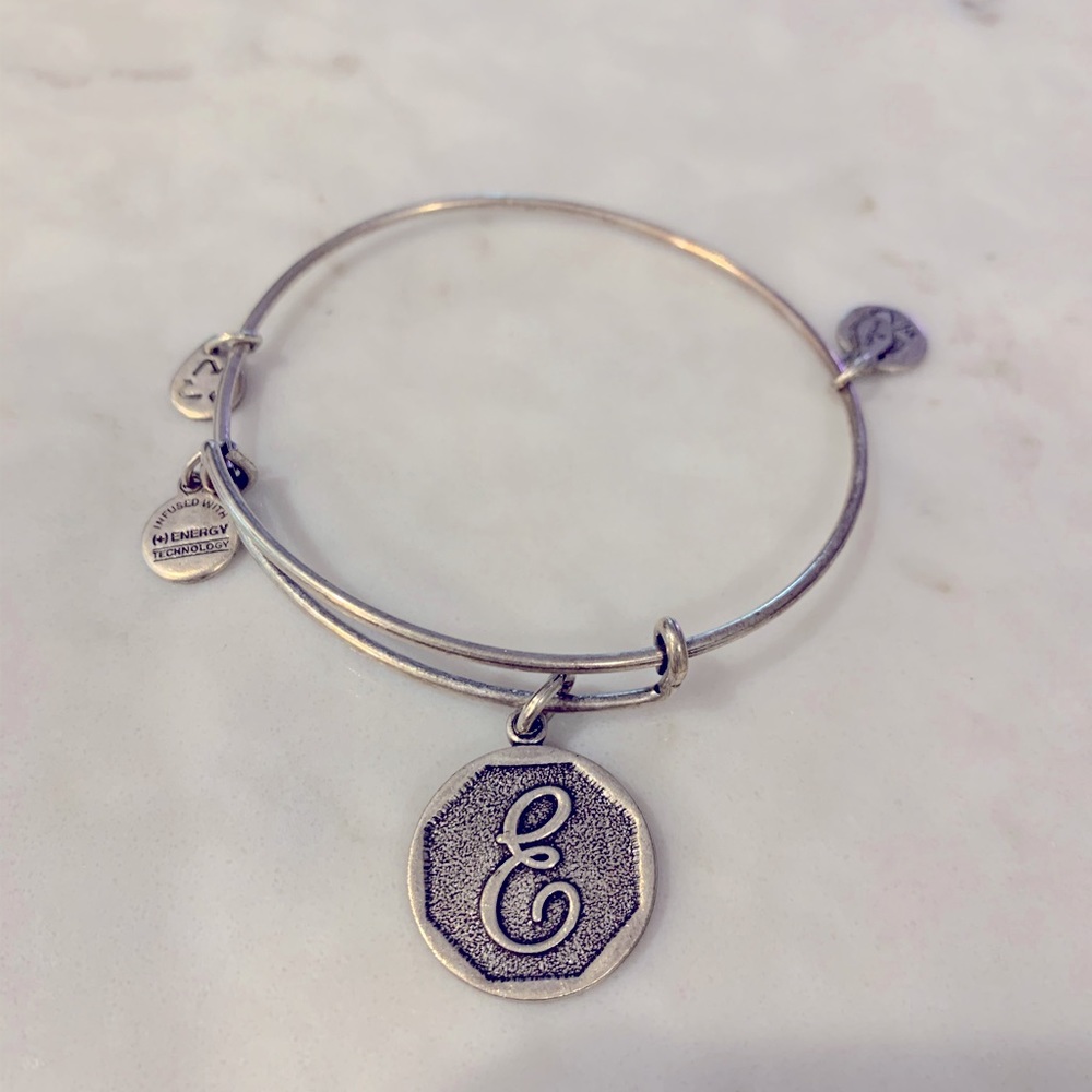 Alex and Ani Silver Cursive “E” bracelet